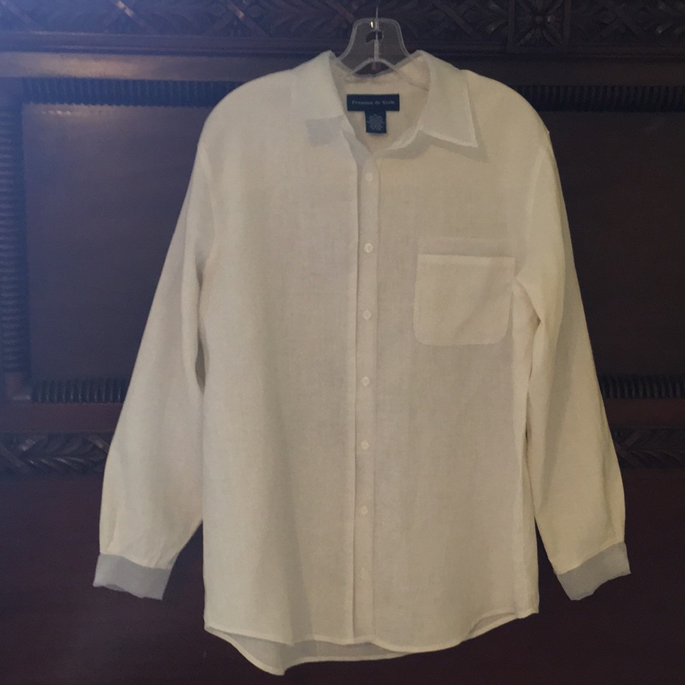 Preston & York 100% Linen Button Down Blouse